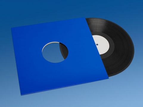 Kartonnen lp hoezen, blauw met gaten
